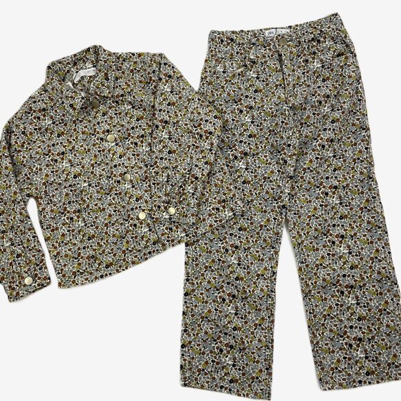 Zara Fine-Wale Corduroy Floral Jacket and Pants Set Girl's 7/8 - Picture 1 of 16